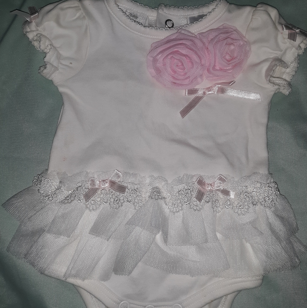 White with pink roses baby onesie